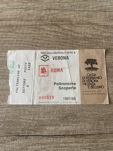 Verona roma 1987 biglietto - 1987/88,