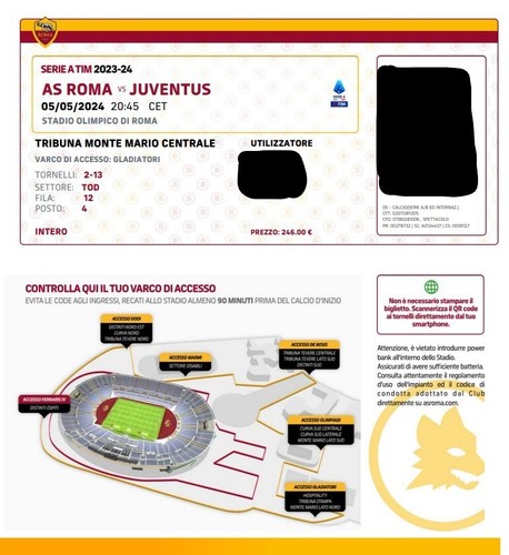 Biglietto roma juventus serie - biglietto,